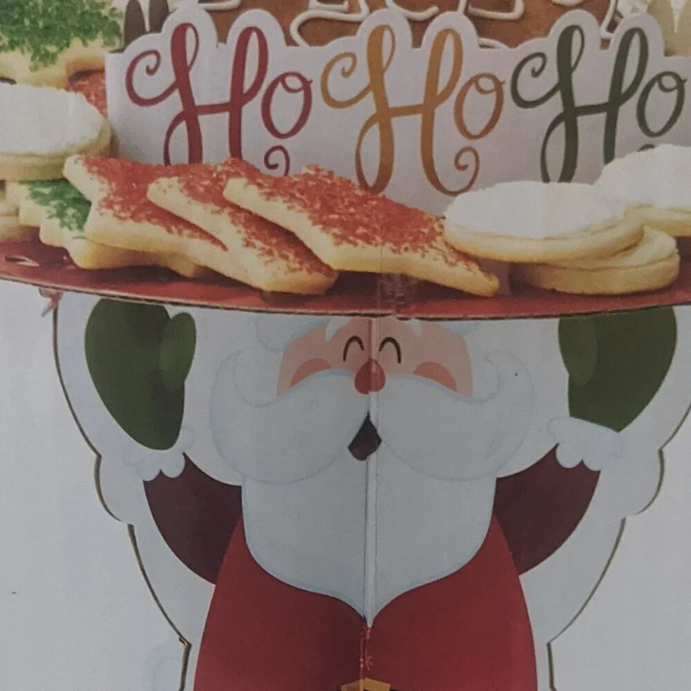 NEW Ho Ho Santa Claus Cookie Treat Stand Xmas Holiday Party Baking Kitchen Decor